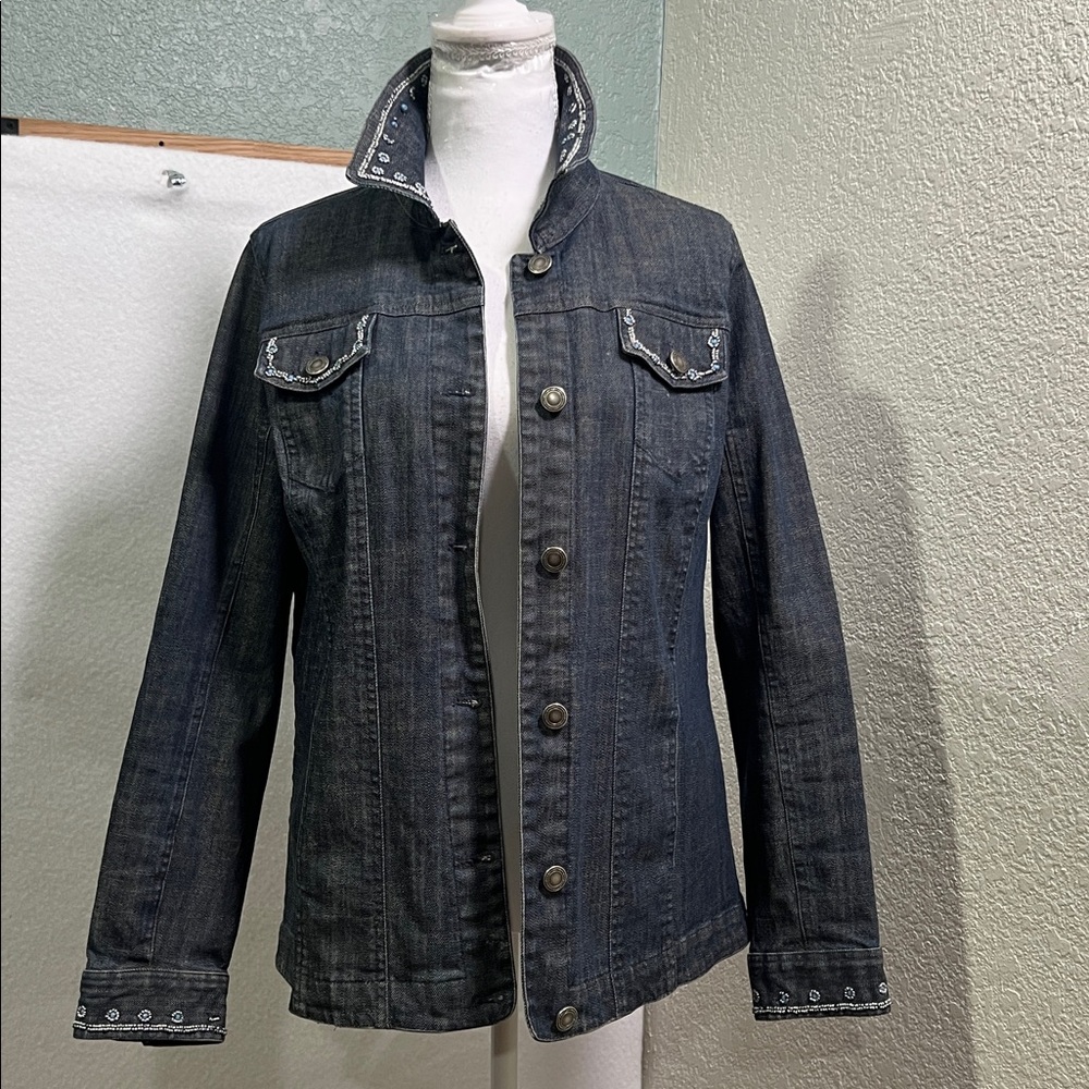 LAURA ASHLEY 
Navy Denim Jacket M/ L